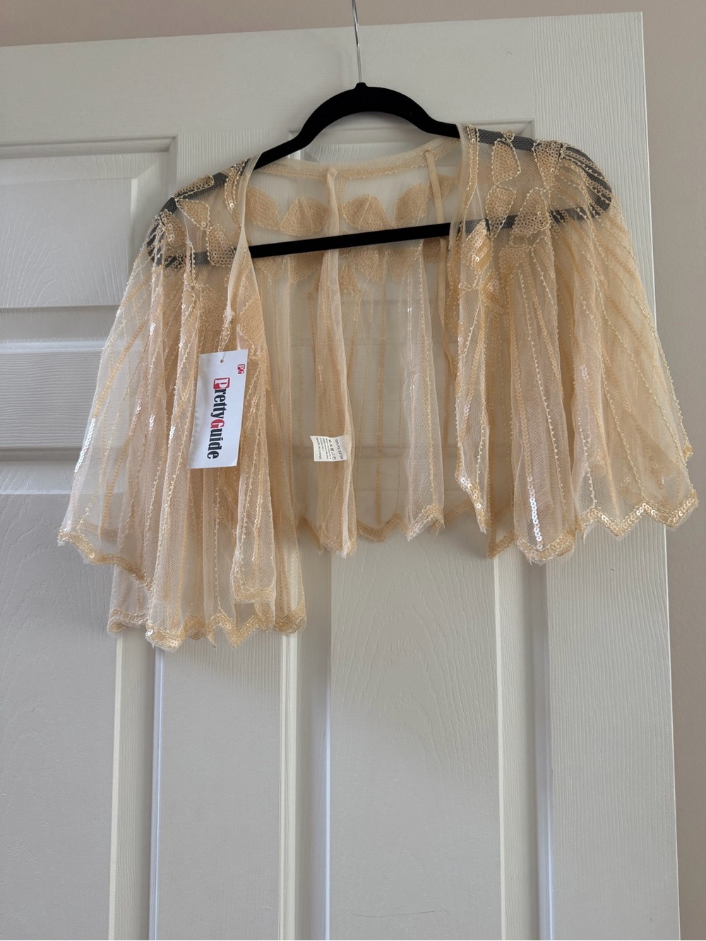 PrettyLittleThing Sheer Cream Lace Capelet Shrug